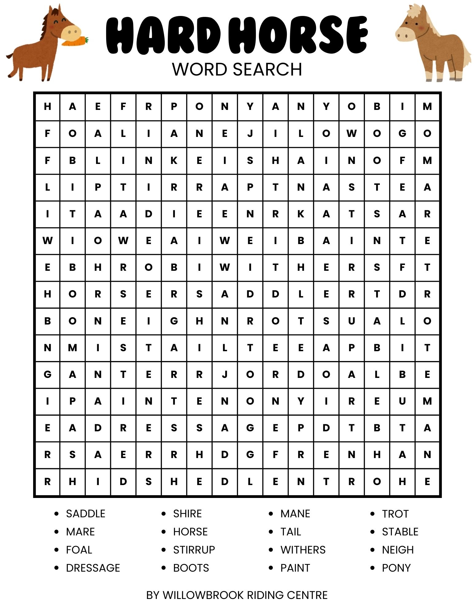 Free Horse Word Searches For Kids And Adults PDF Printables 