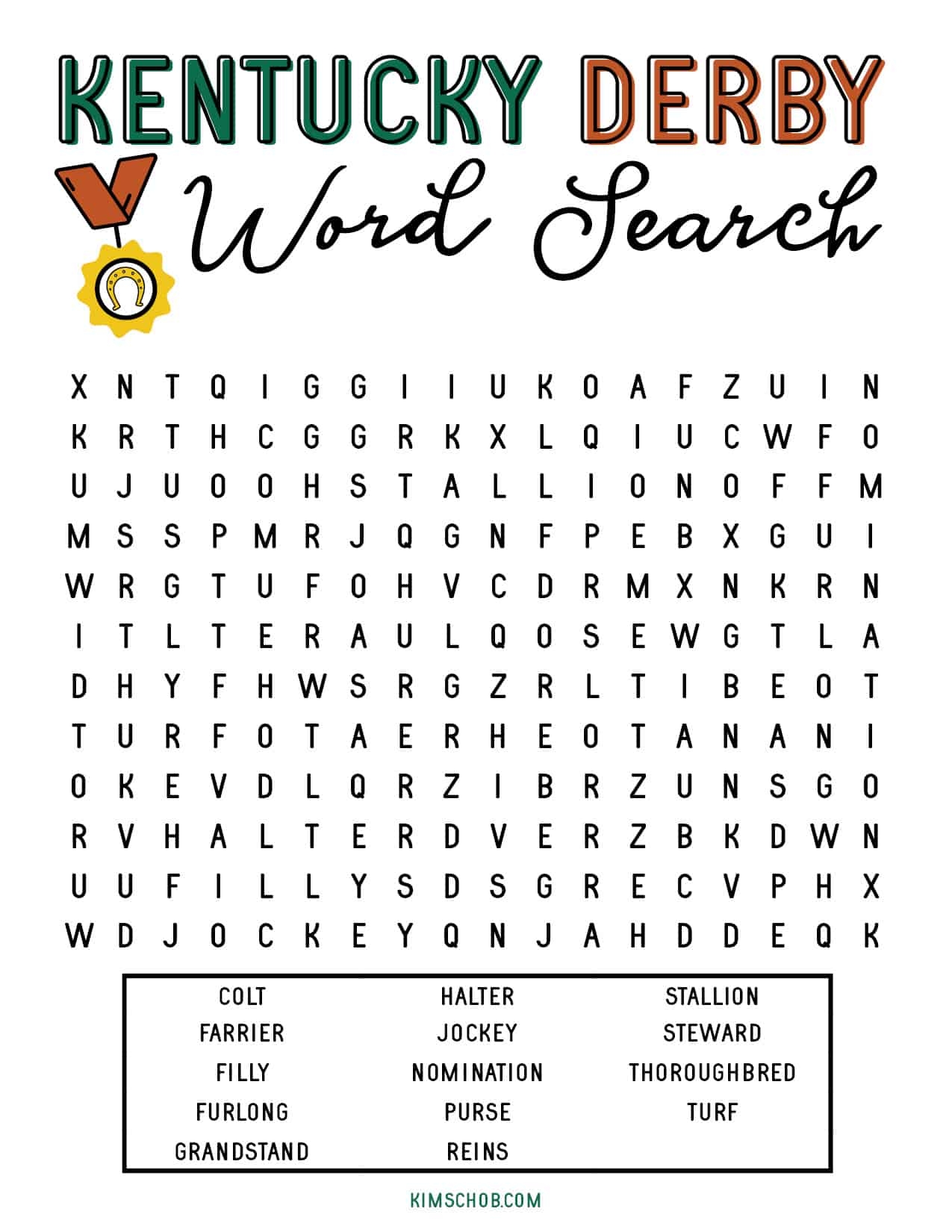 Free Kentucky Derby Printable Games Kim Schob