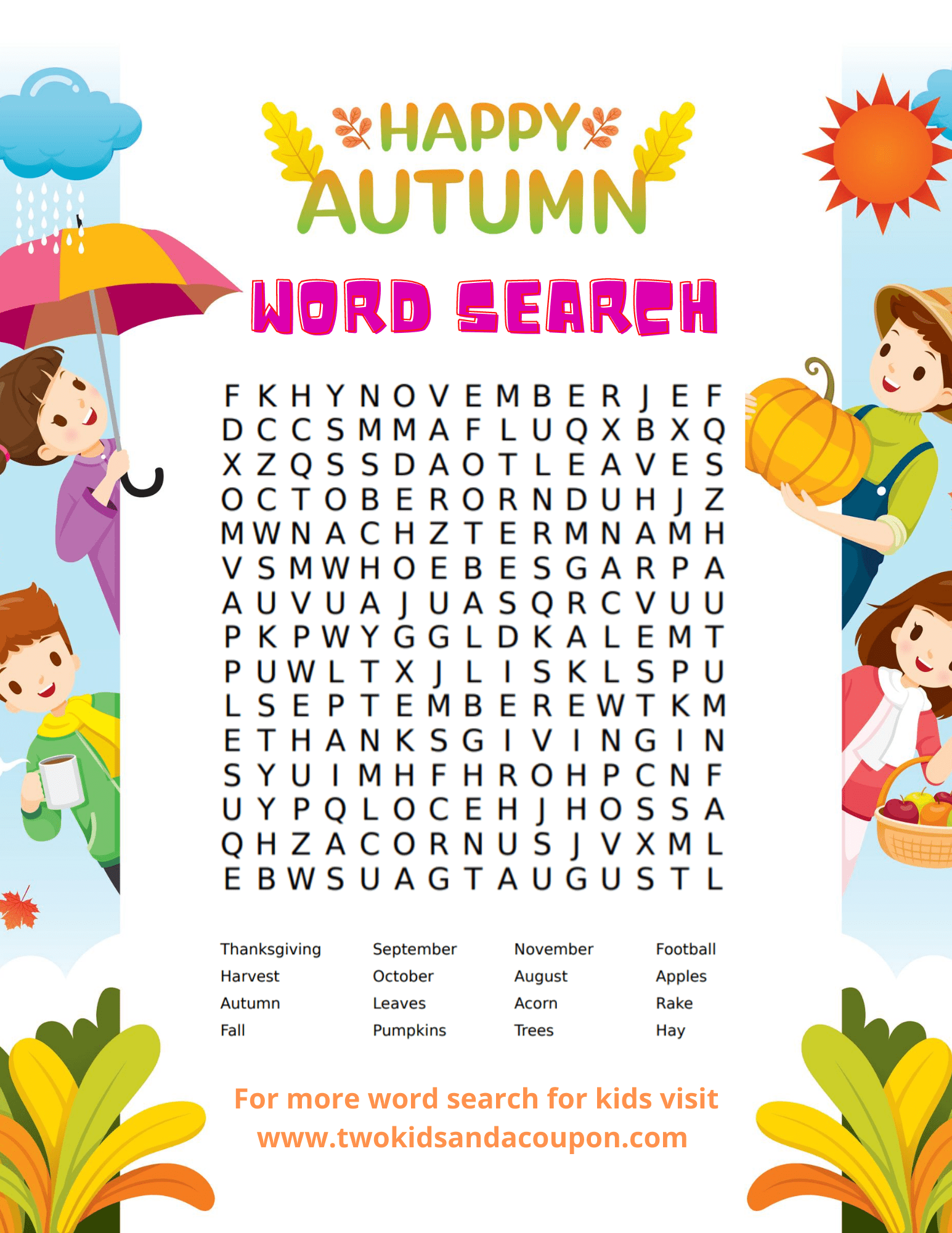Elementary Word Search Printable