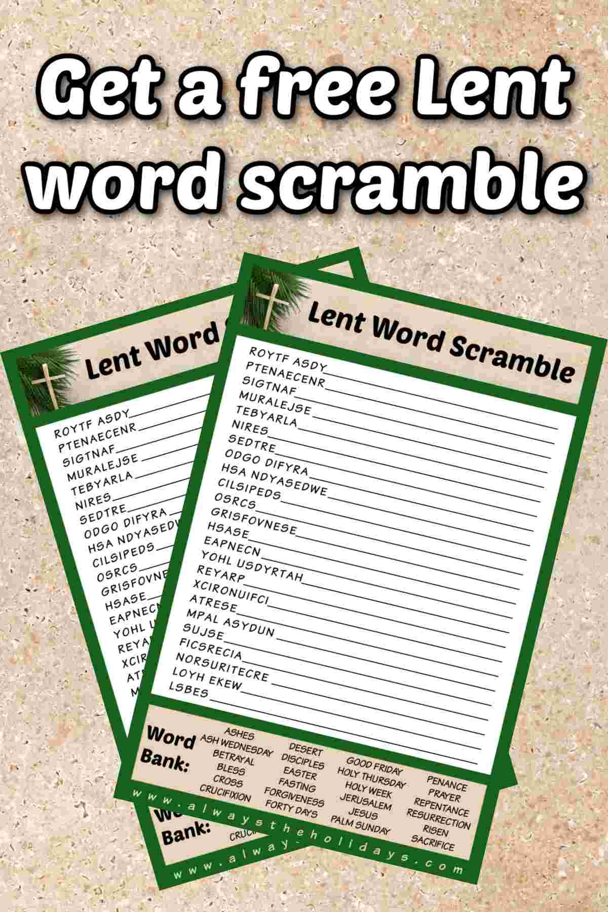 Free Lent Word Scramble Printable With Answer Key Included