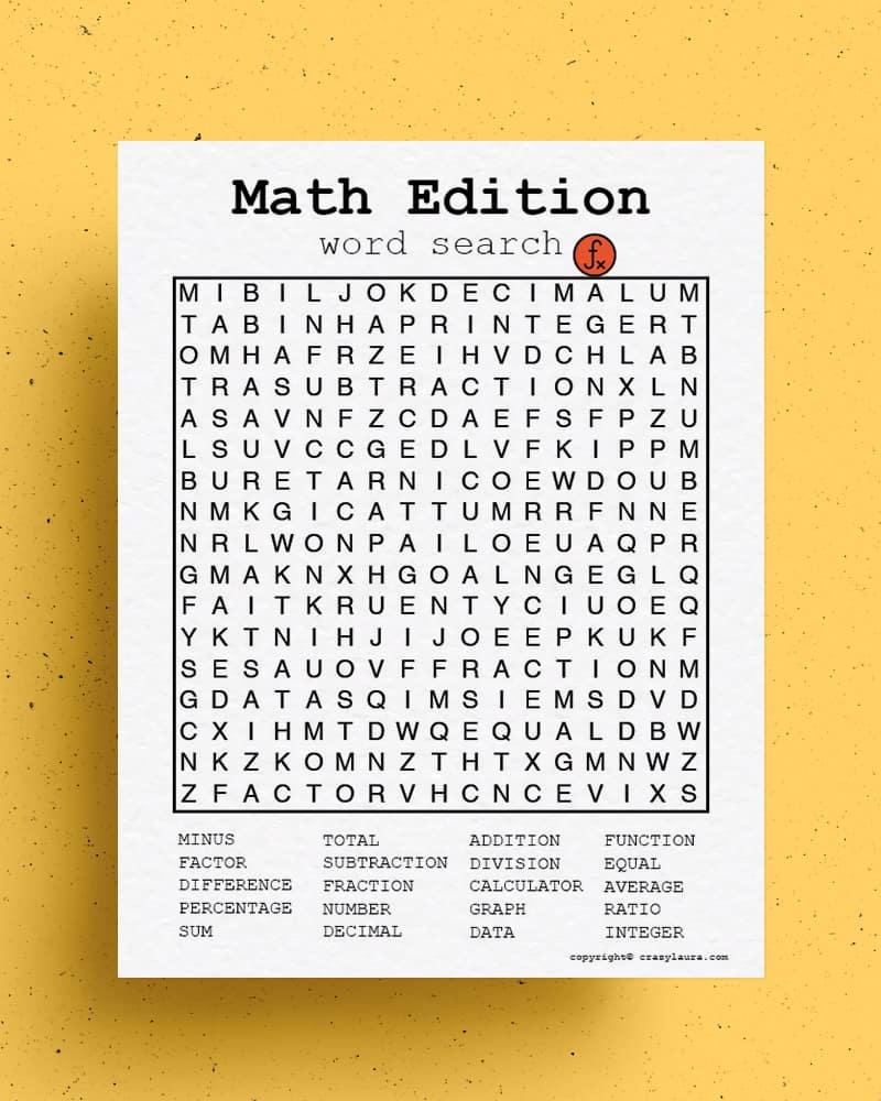 Math Word Search Printable Pdf