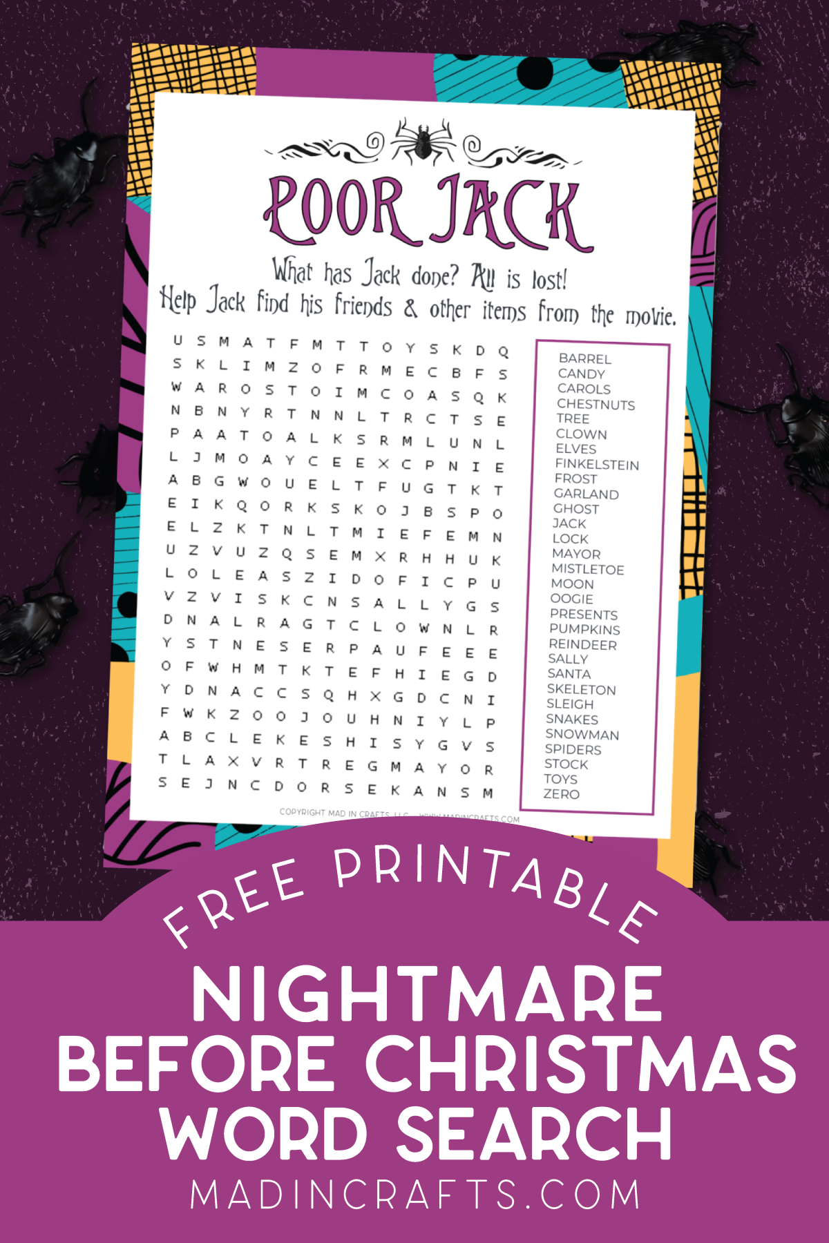 FREE NIGHTMARE BEFORE CHRISTMAS WORD SEARCH Halloween Mad In Crafts