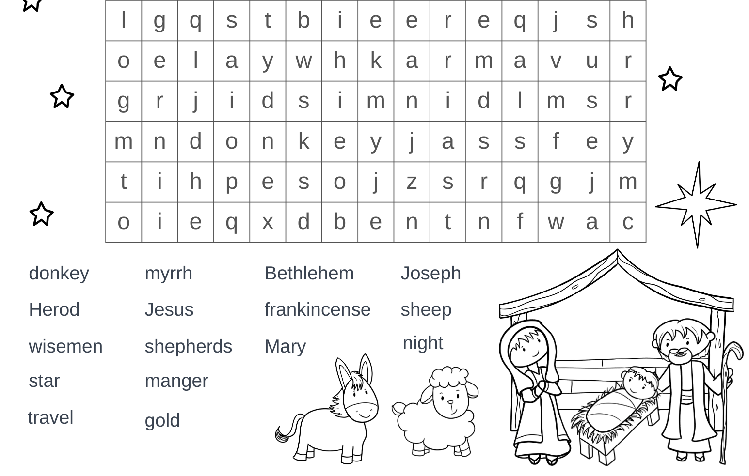 Christmas Christian Word Search Printable