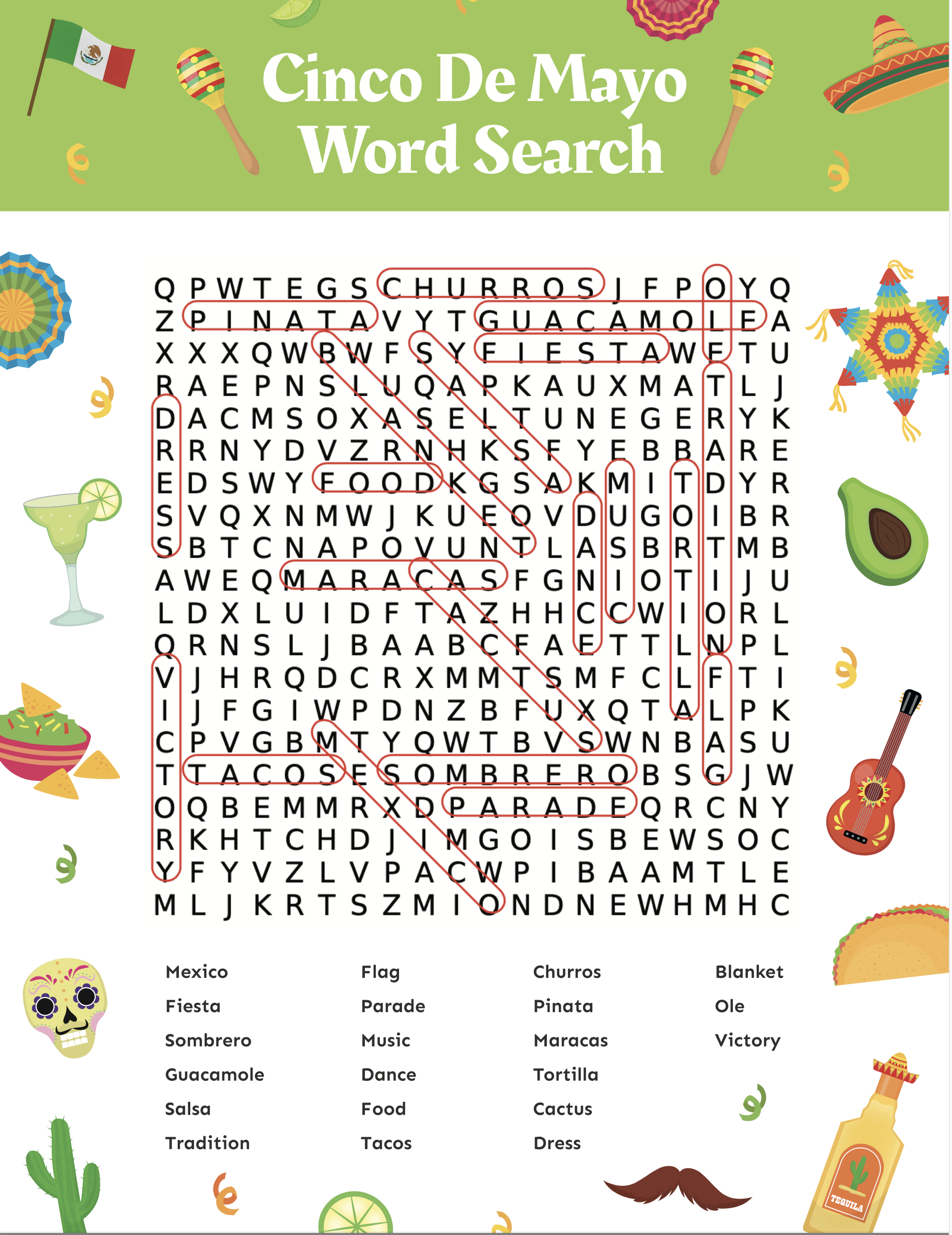 Free Printable Cinco De Mayo Word Search Puzzle Play Party Plan