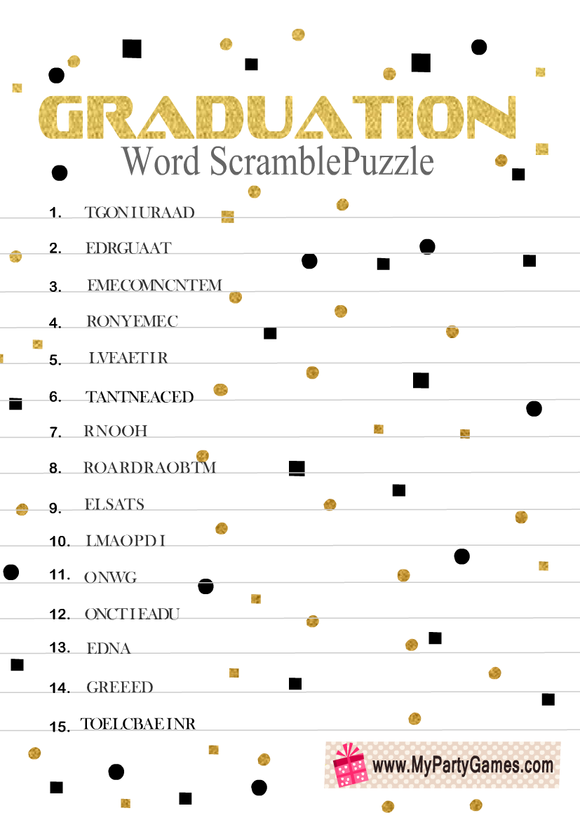 Graduation Word Search Free Printable