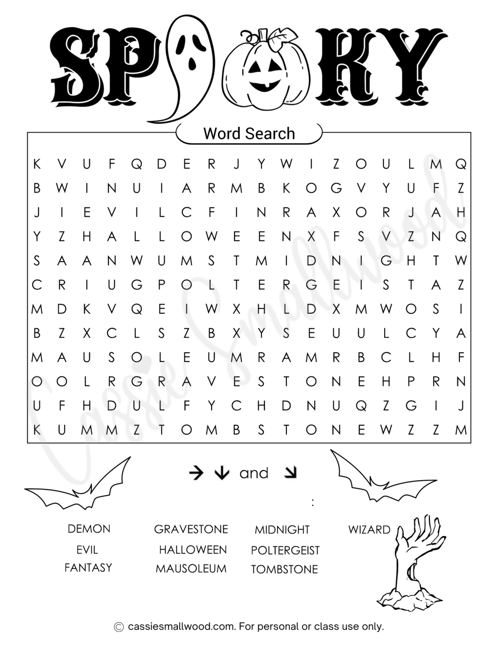 Horror Word Search Printable