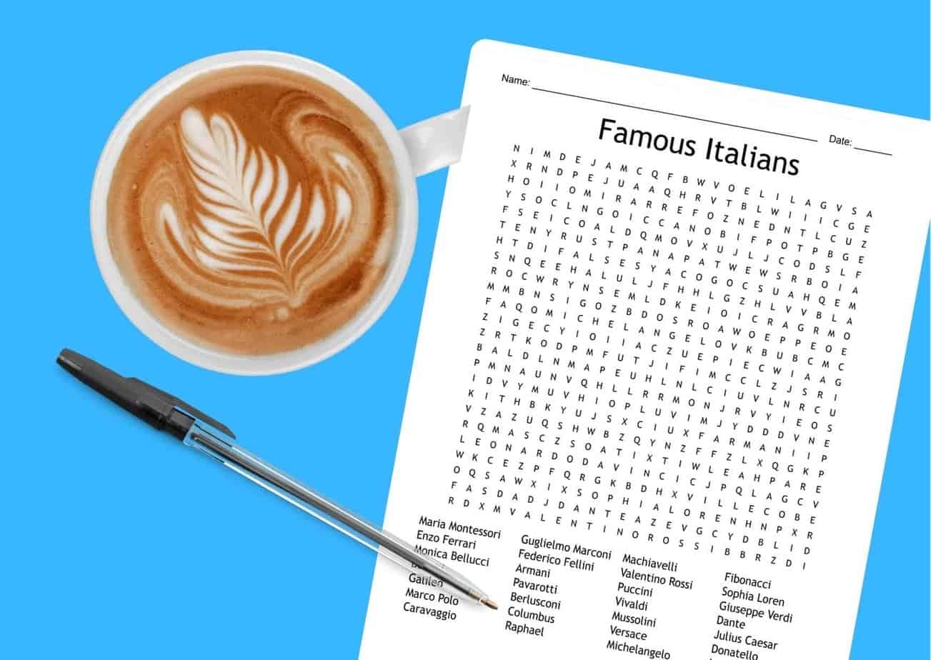 FREE PRINTABLE ITALY WORD SEARCHES 10 Puzzles On Food Fashion 