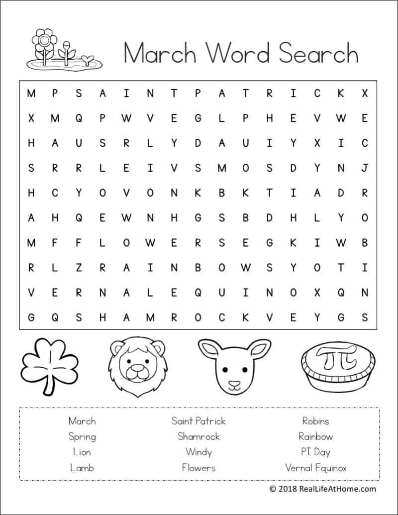 Printable March Word Search