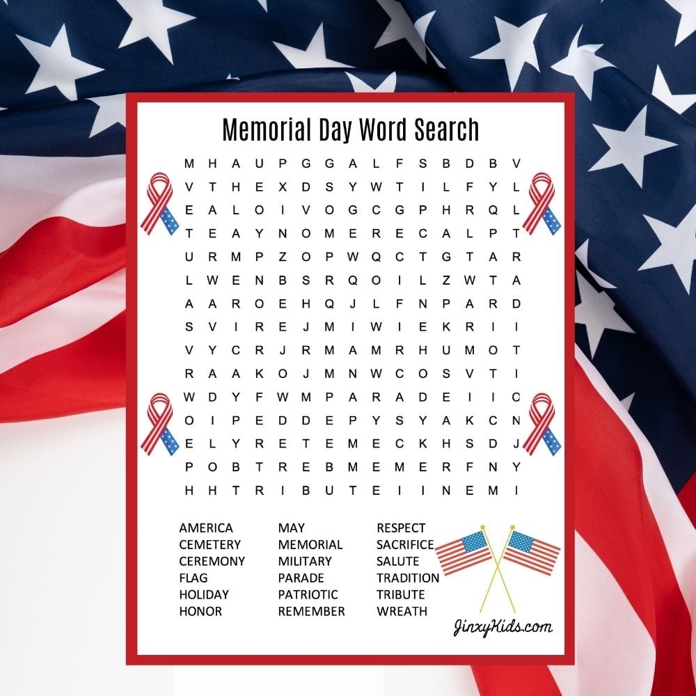 Printable Memorial Day Word Search