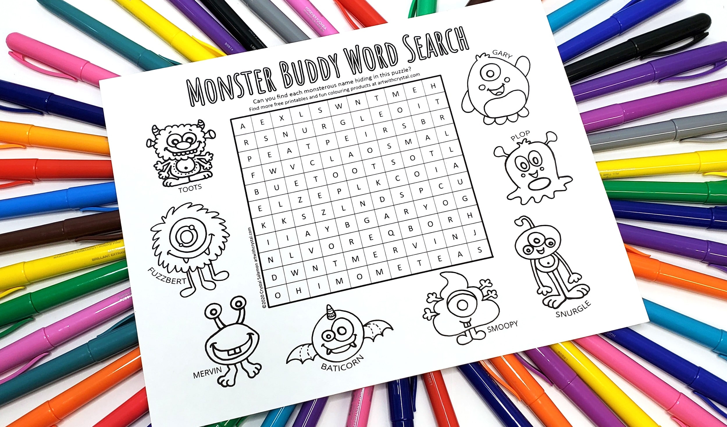 Free Printable Monster Word Search Colouring Page Game Canadian Art