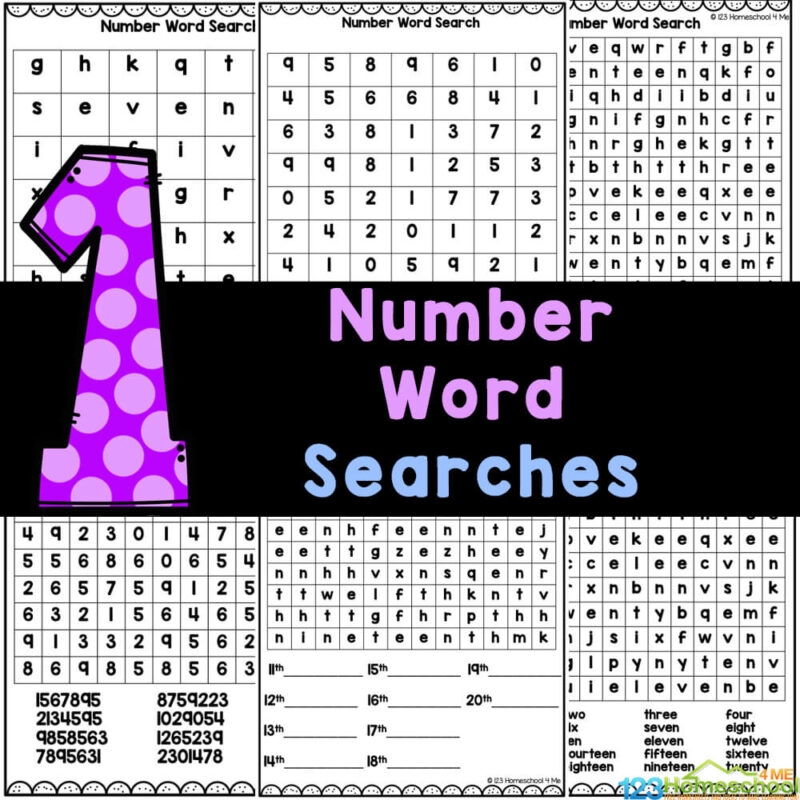 Number Word Search Puzzles Printable