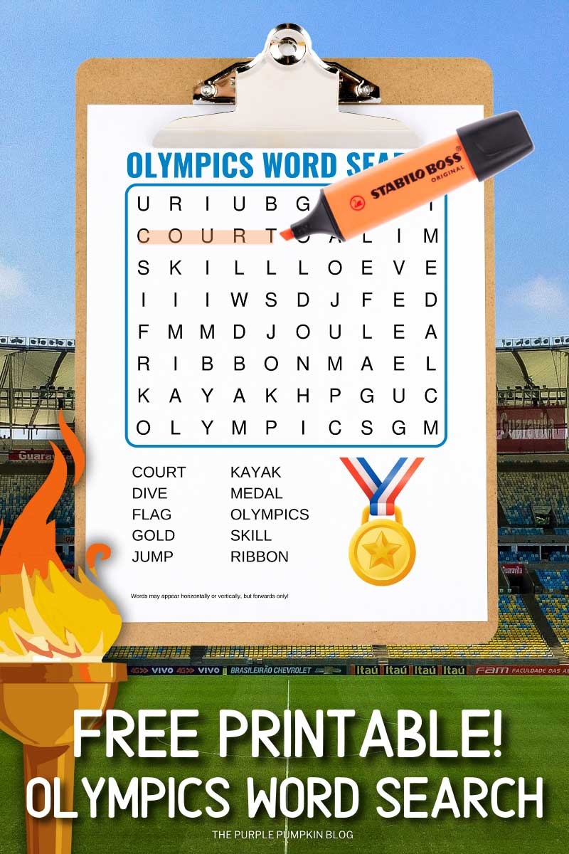 Free Printable Olympics Word Searches Summer Olympic Games 