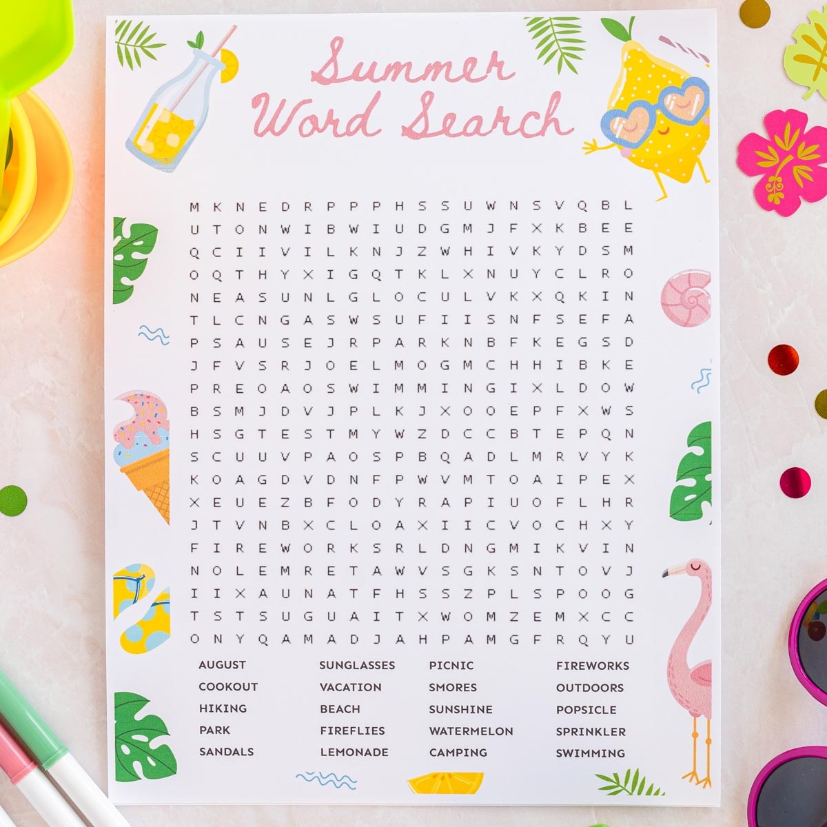 Free Printable August Word Search