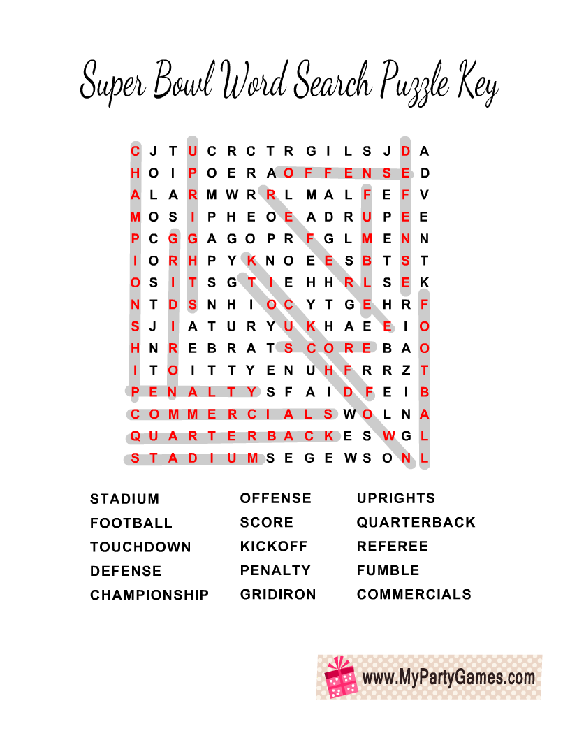 Free Printable Super Bowl Word Search Puzzle