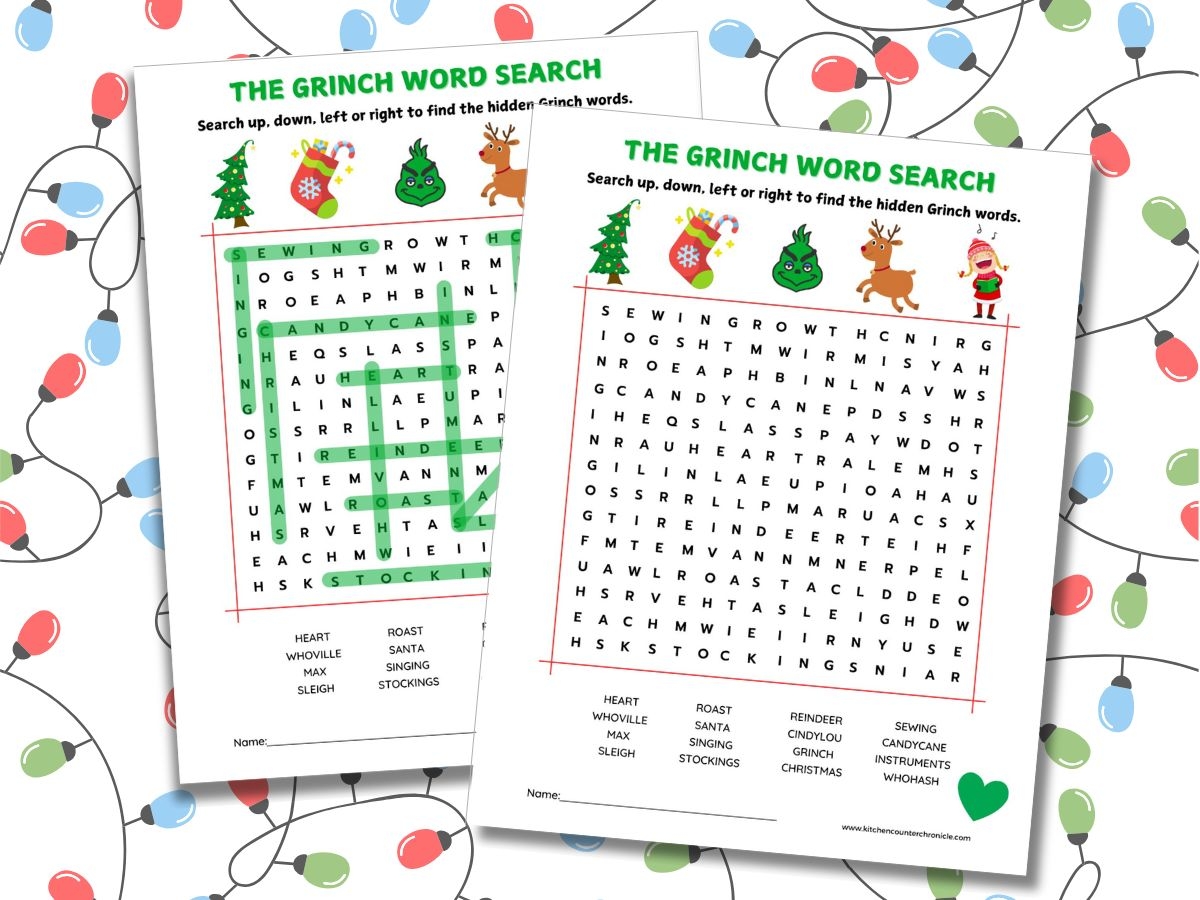 Free Grinch Word Search Printable