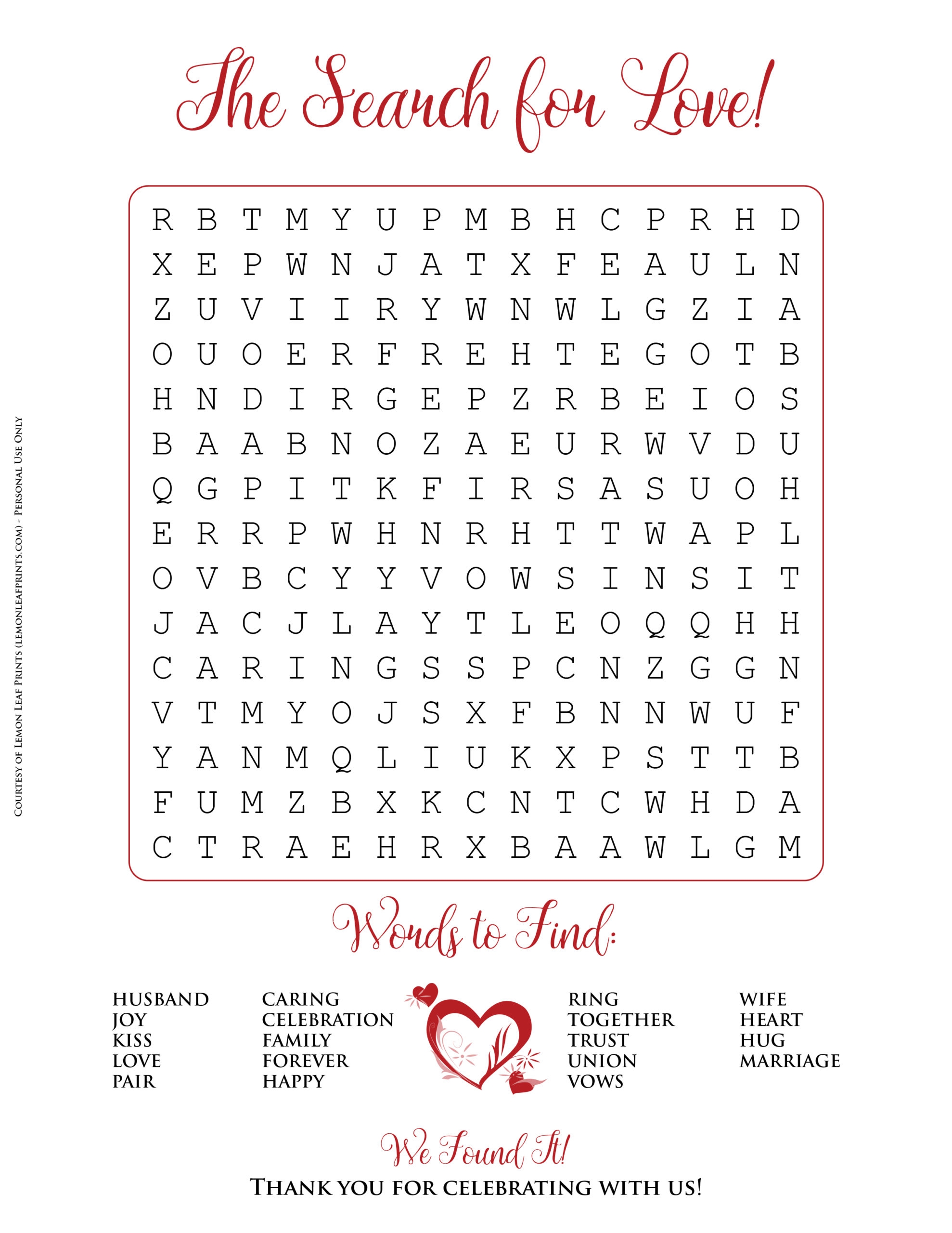 FREE PRINTABLE VALENTINE S DAY OR WEDDING WORD SEARCH PUZZLE Lemon Leaf Prints