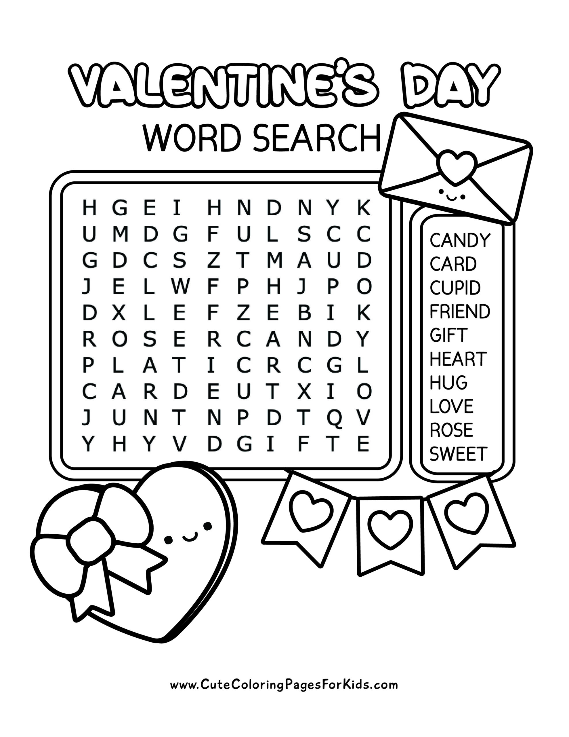 Free Printable Valentine s Day Word Search For Kids Cute 