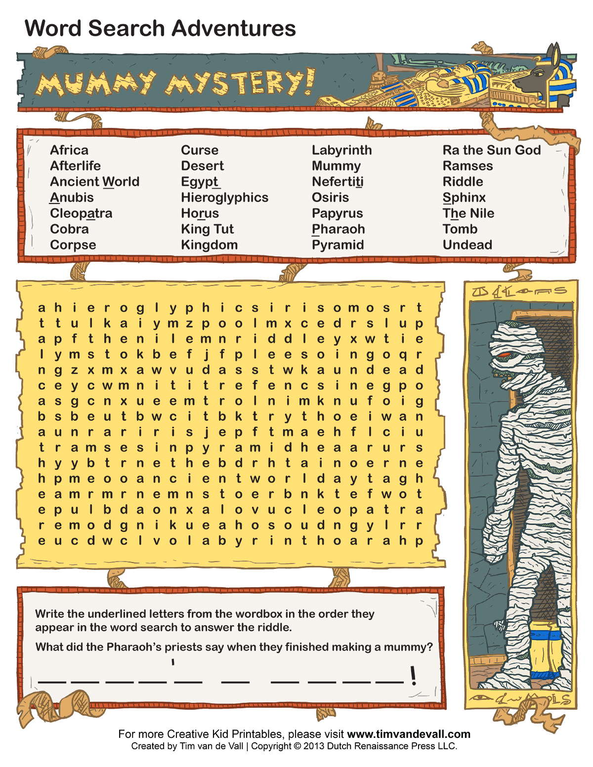 Free Printable Word Searches For Kids