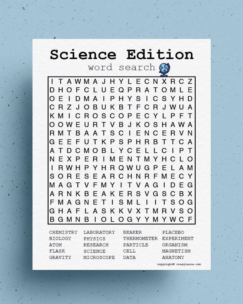 Free Printable Science Word Search Puzzles