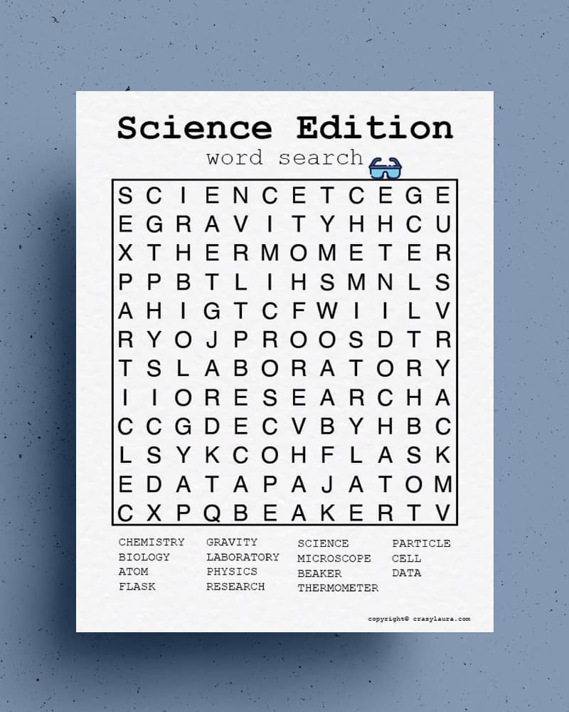 Printable Science Word Search