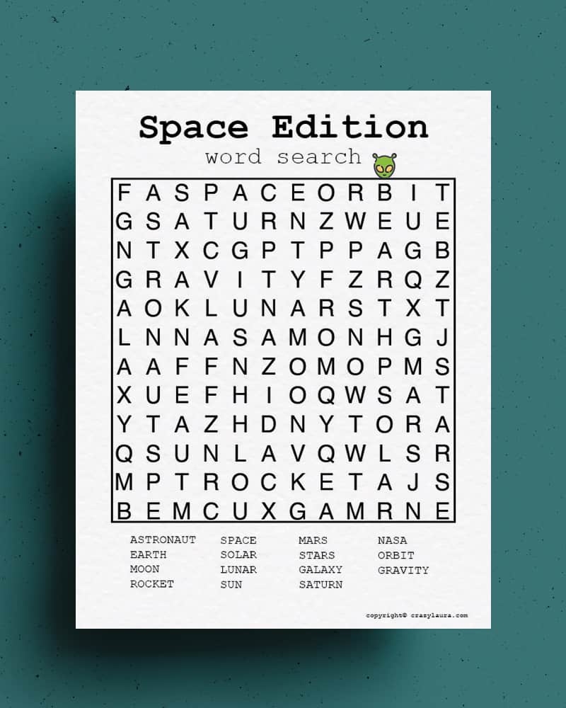 Free Space Word Search Printable Game Sheets Crazy Laura