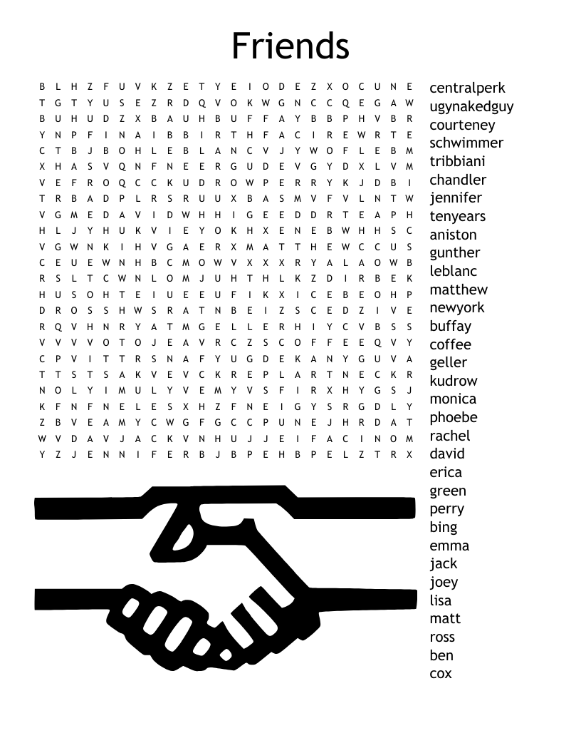 Friends Word Search WordMint