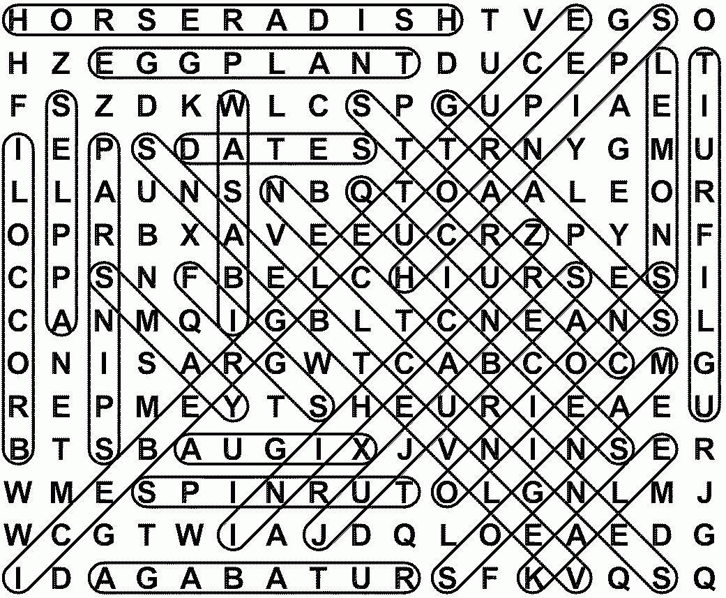Word Search Fruits And Vegetables Printable