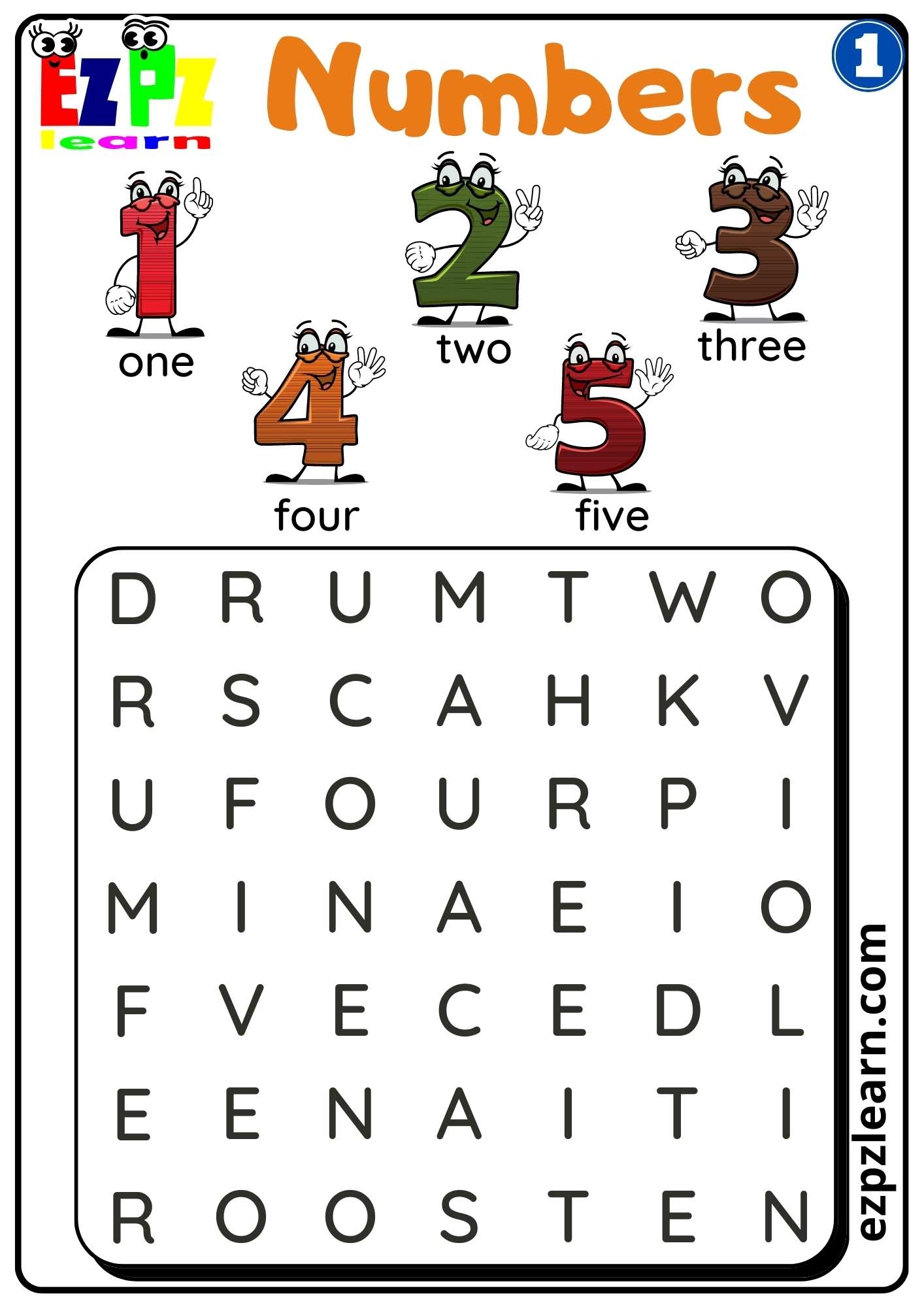 Printable Number Word Search