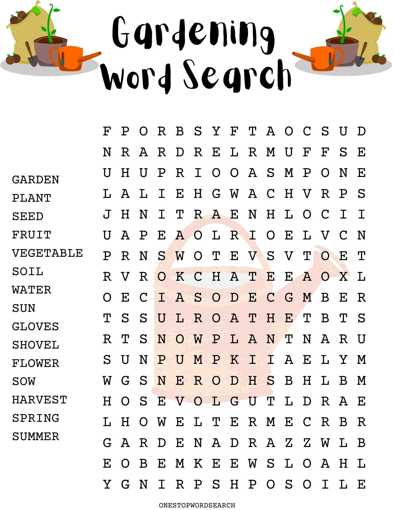 Printable Garden Word Search