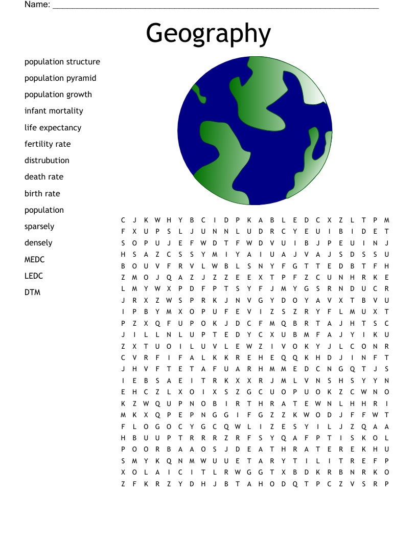 Geography Word Search WordMint