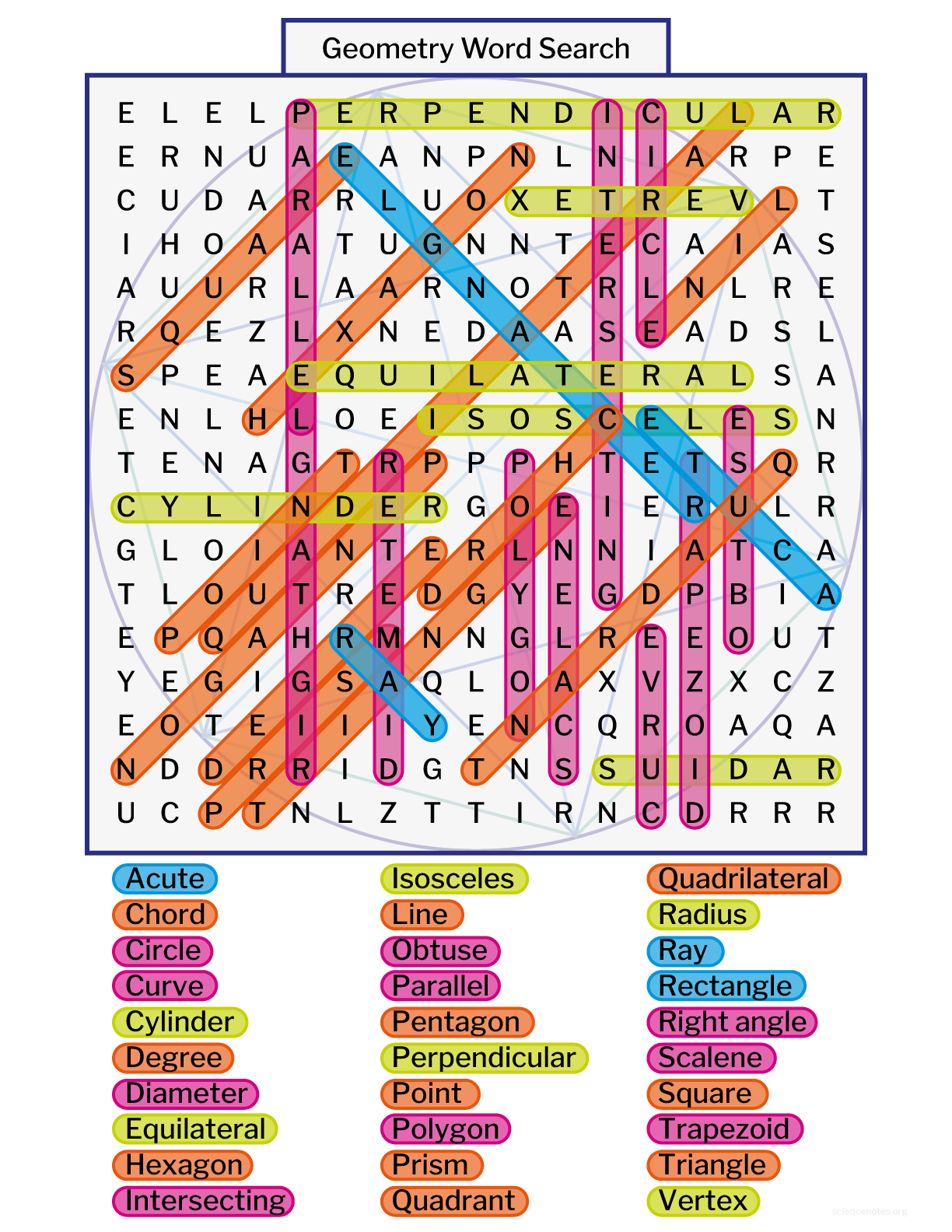 Geometry Word Search Printable