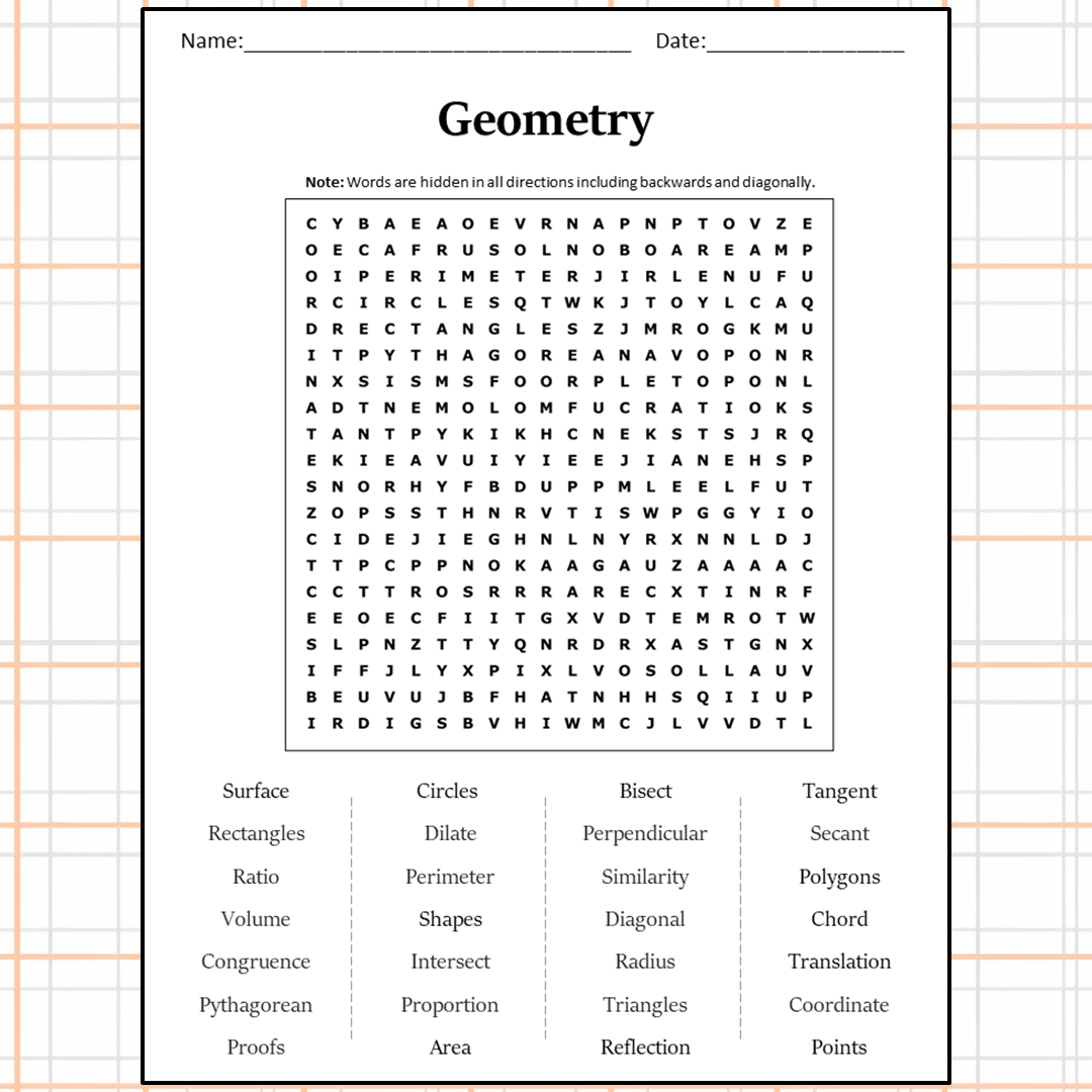 Geometry Word Search Puzzle Worksheet Activity Teaching Resources Worksheets Library