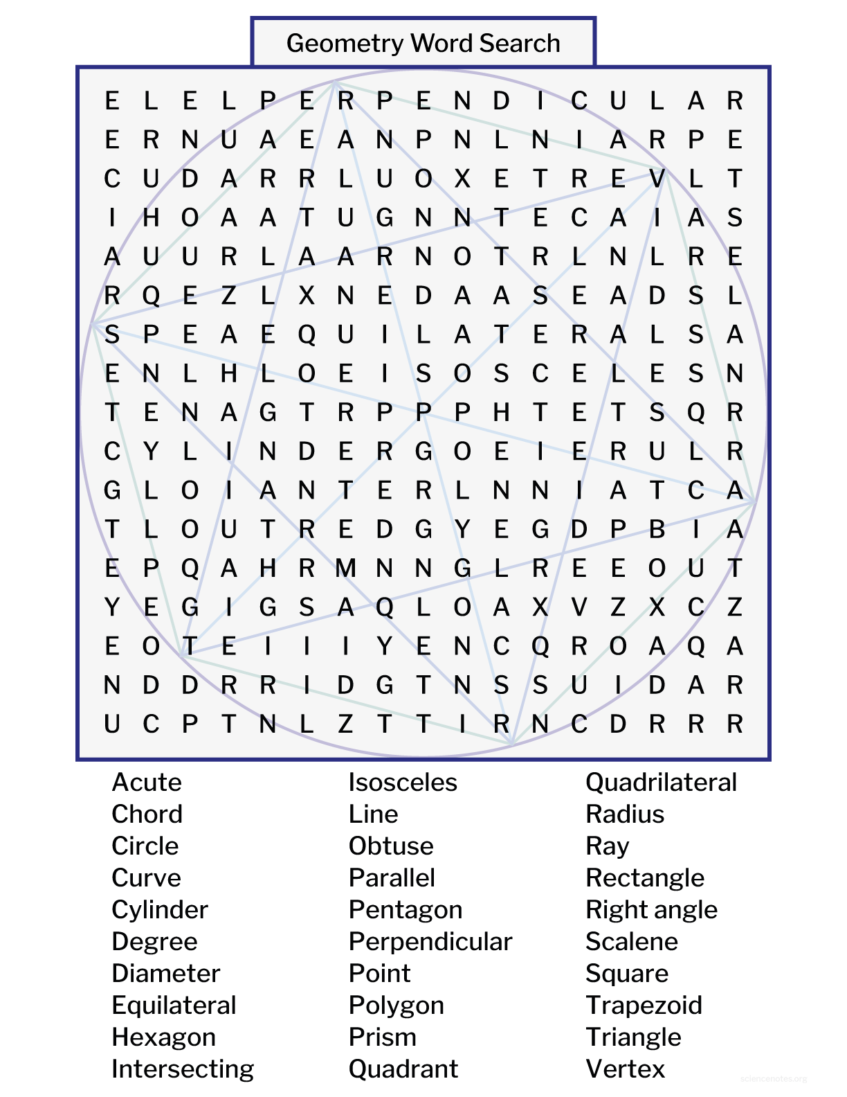 Geometry Word Search Printable