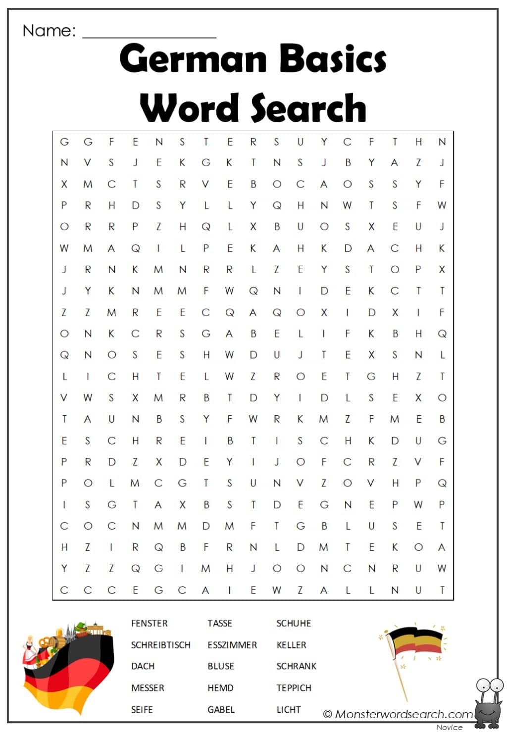 German Word Search Puzzles Printable