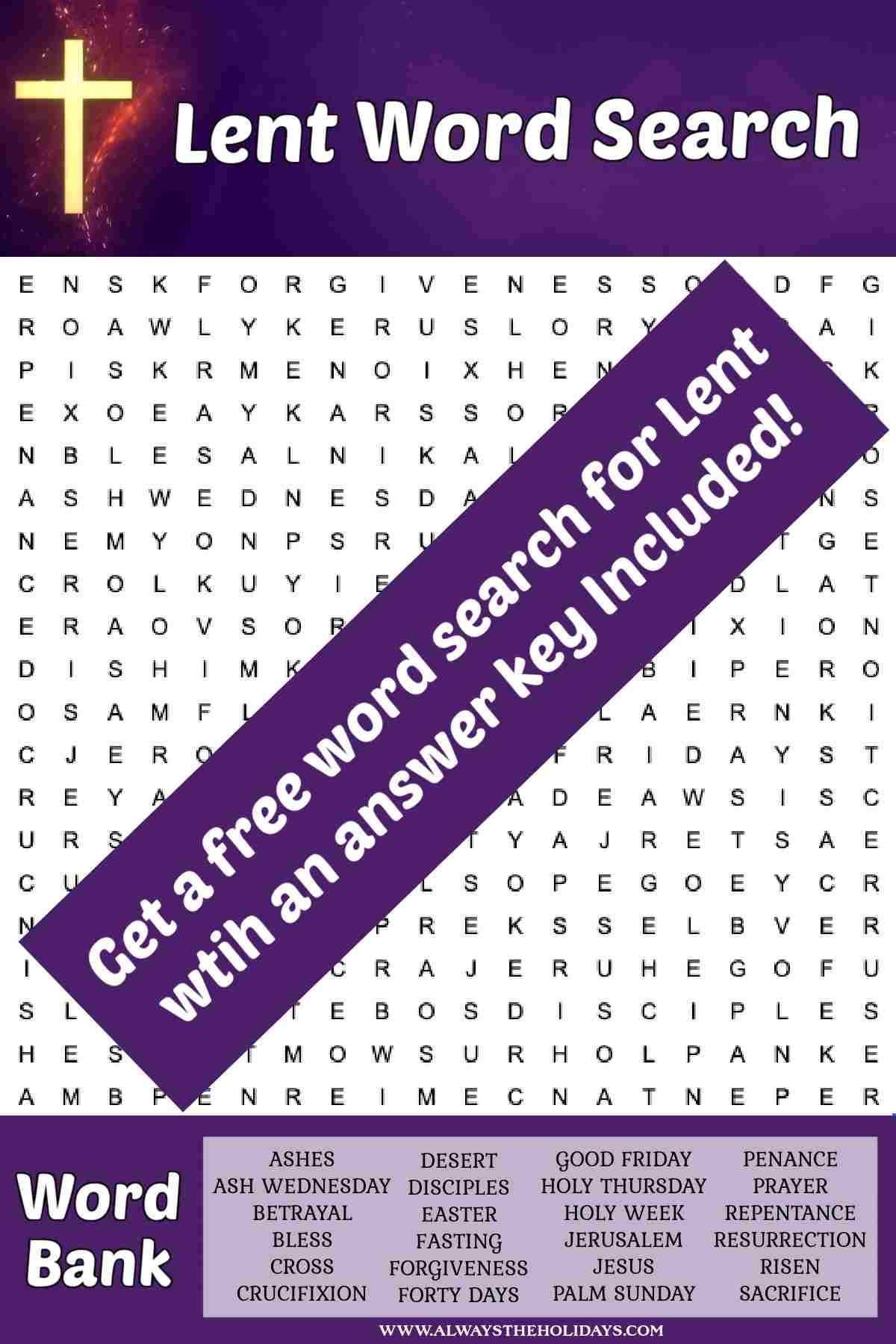 Lent Word Search Printable