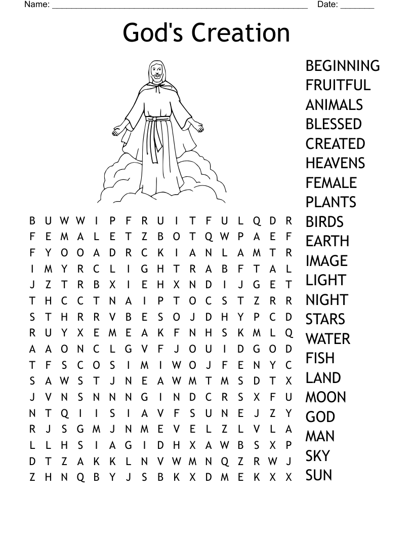 Creation Word Search Printable