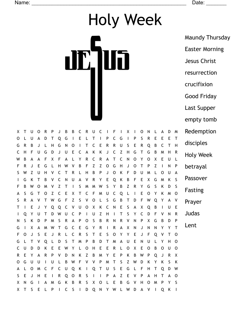 Good Friday Word Search WordMint