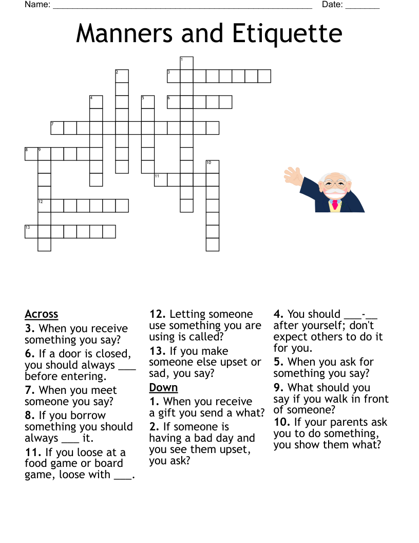 Good Manners Word Search WordMint
