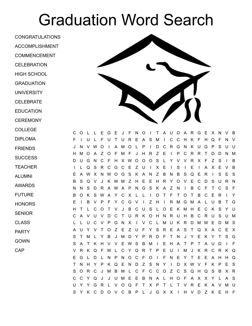 Graduation Word Search Printable