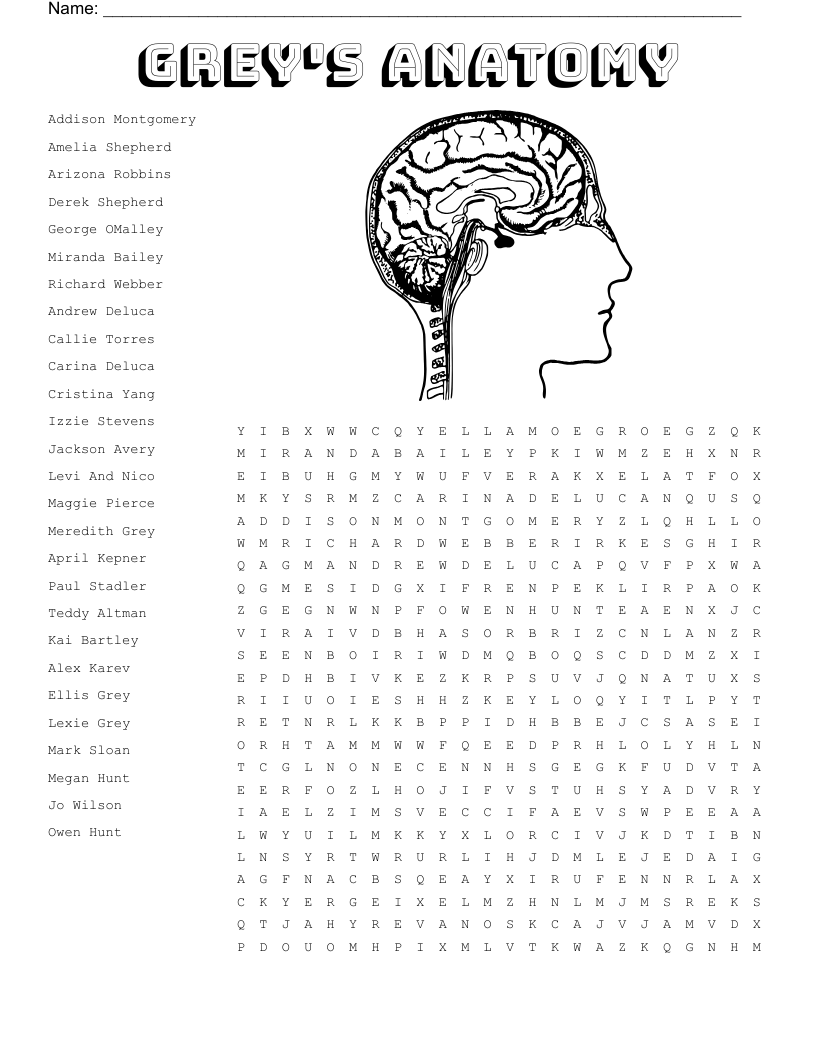 Grey s Anatomy Word Search WordMint