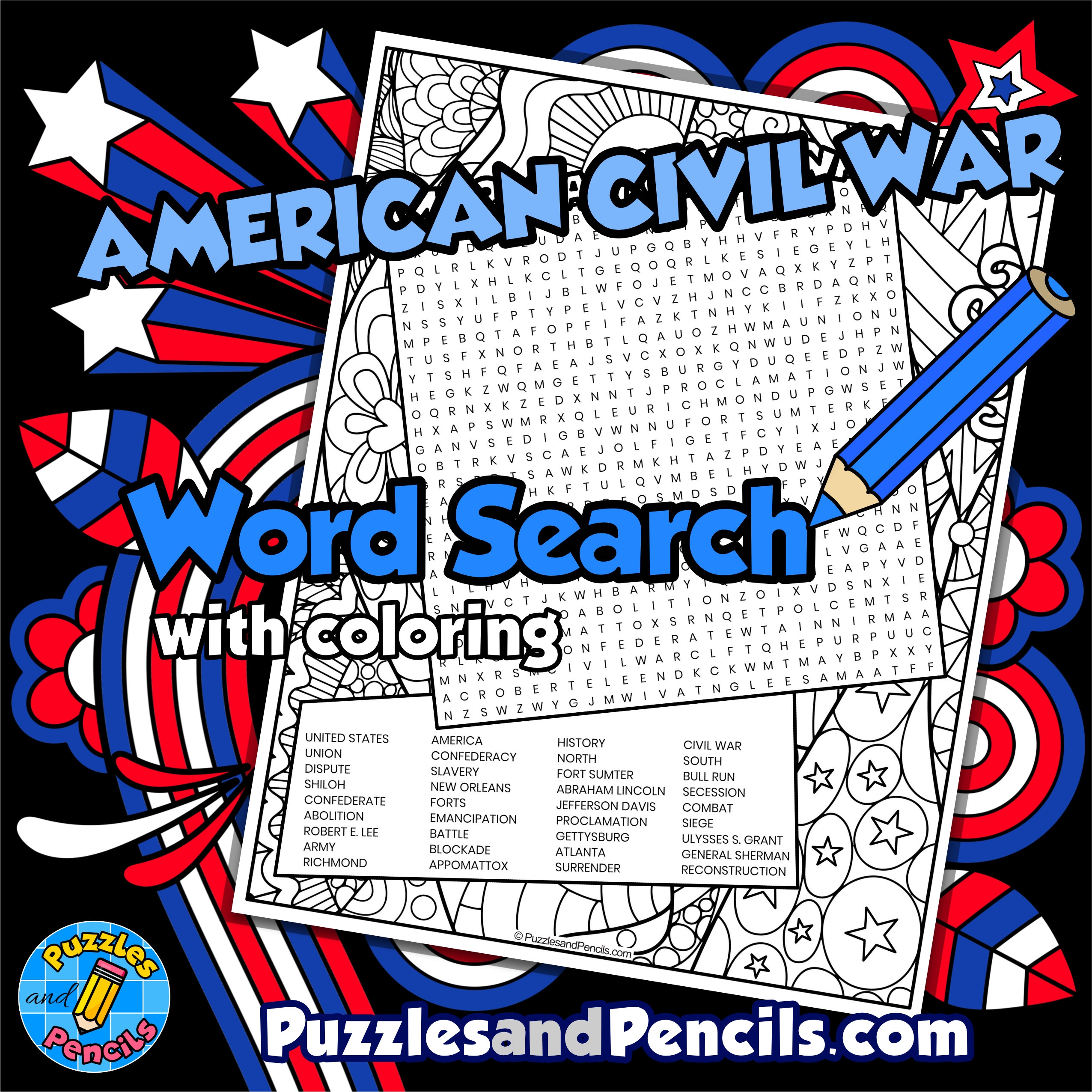 Printable Civil War Word Search