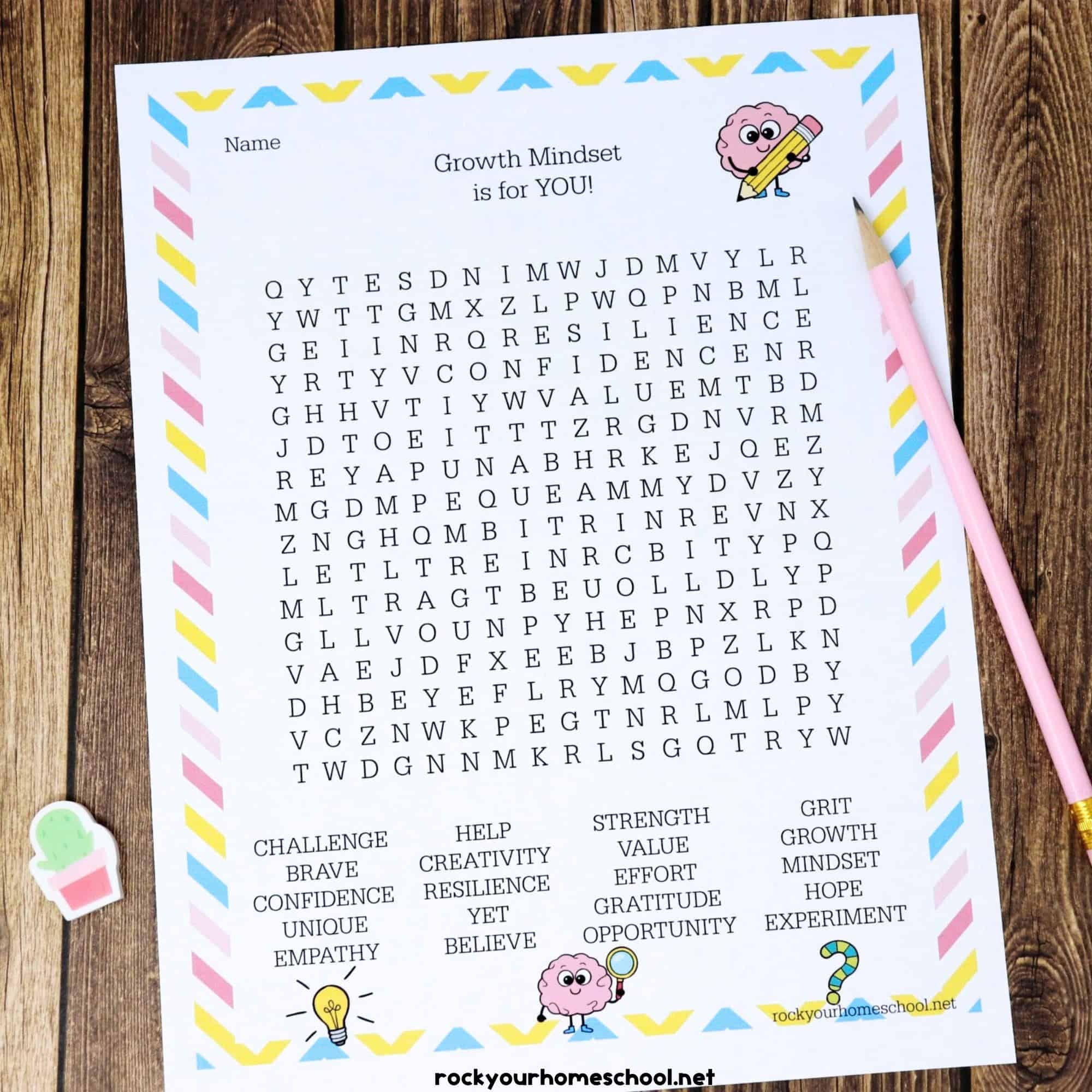 Growth Mindset Word Search With Fun Ideas For Using Free Rock 