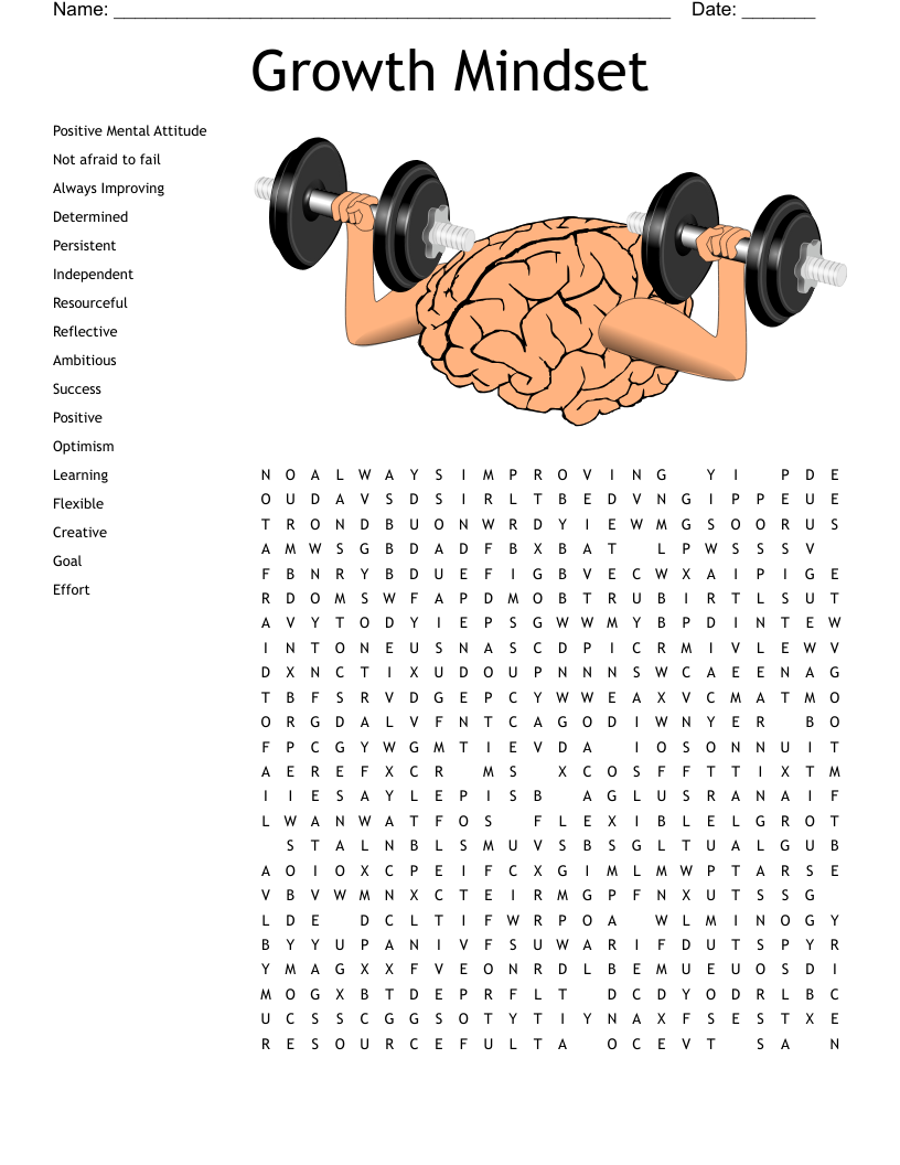 Growth Mindset Word Search WordMint