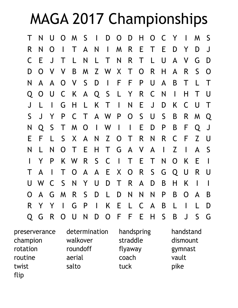 Gymnastics Word Search WordMint