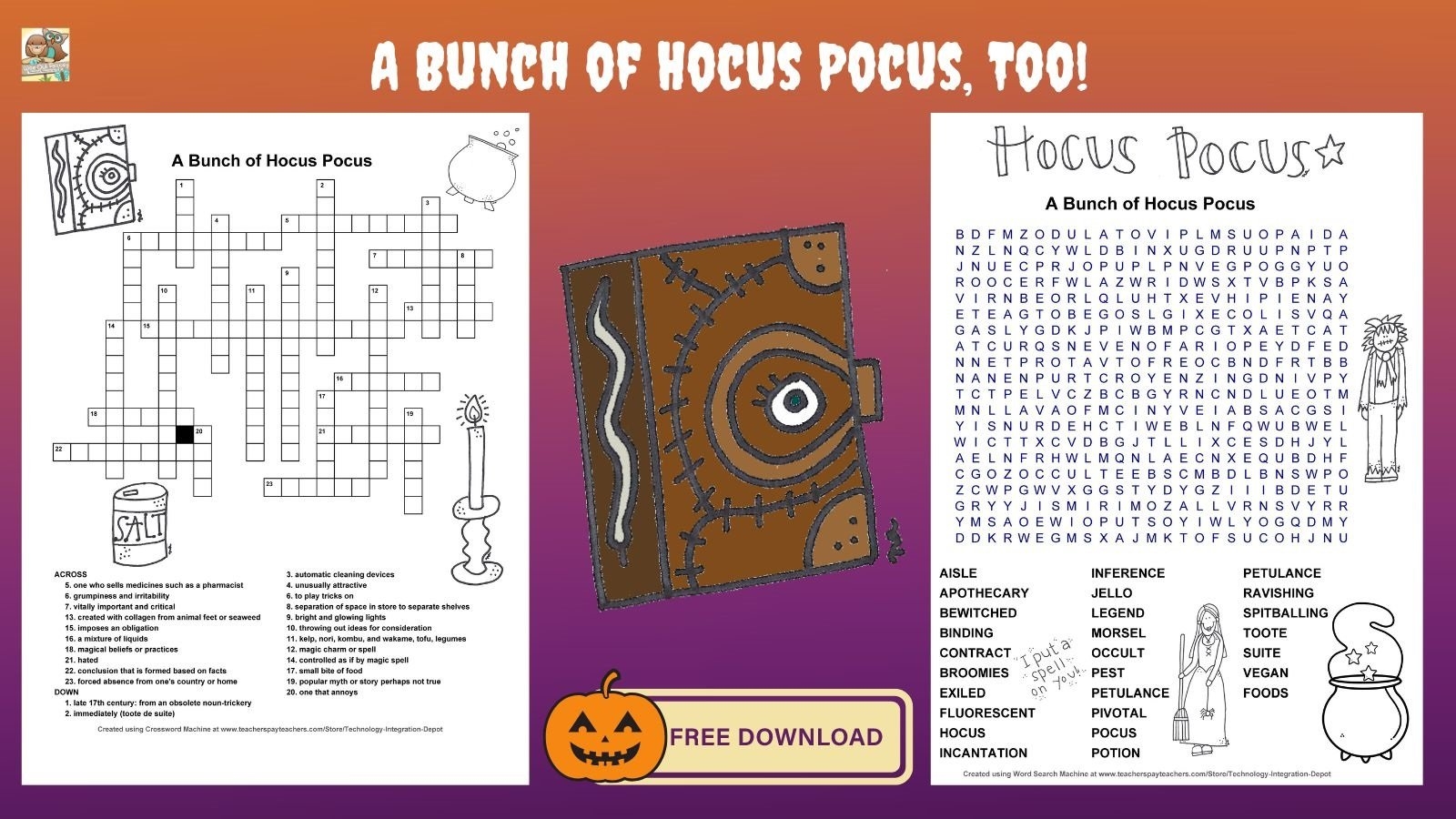 Hocus Pocus Word Search Printable