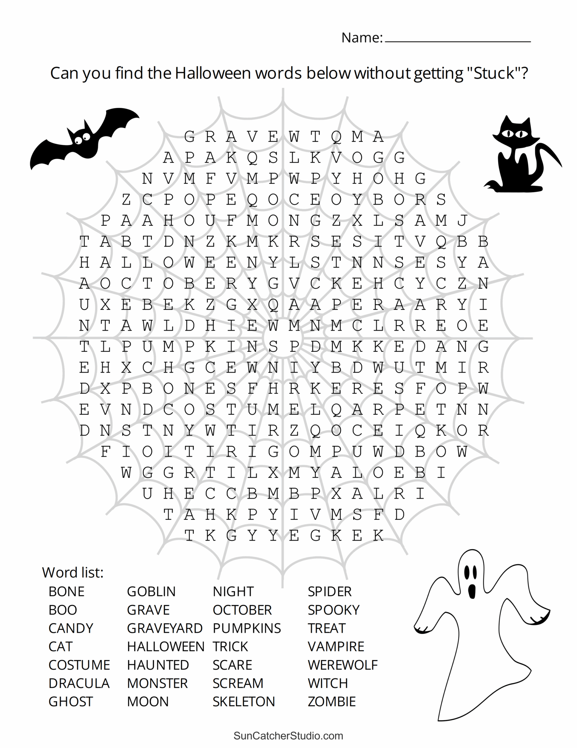 Free Halloween Printables Word Search