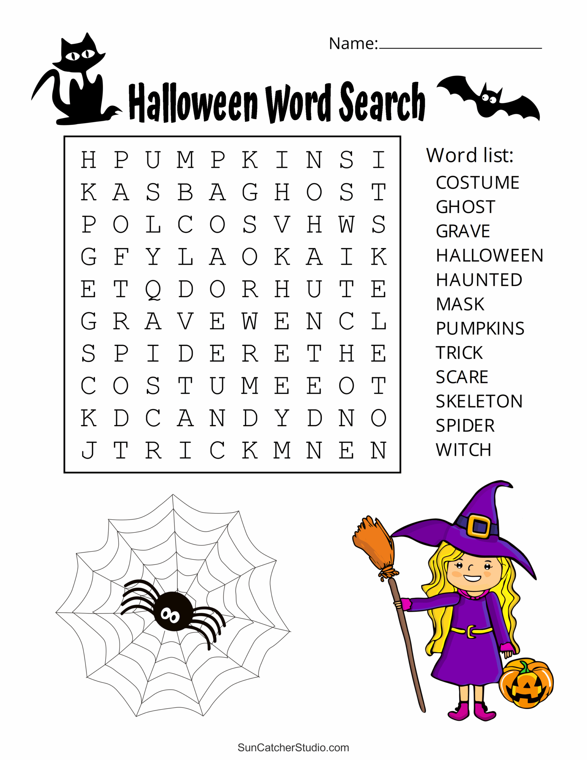 Easy Halloween Word Search Free Printable