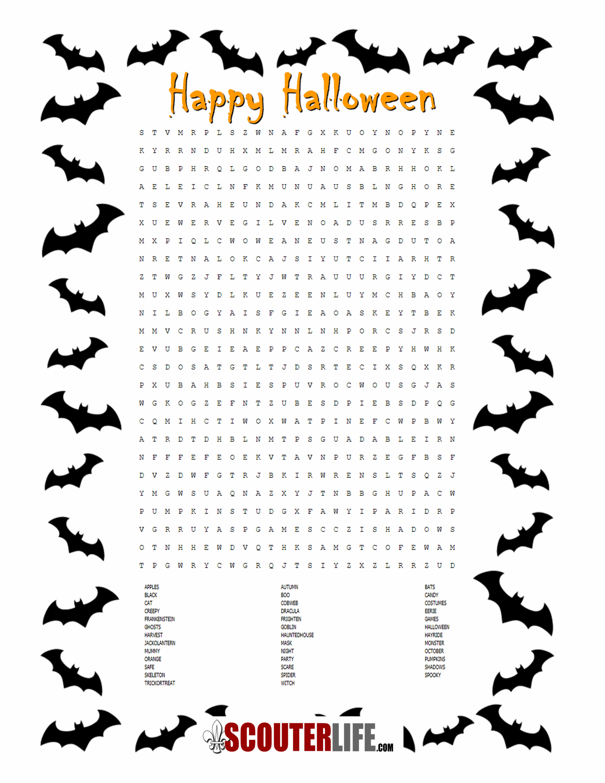 Halloween Word Search ScouterLife
