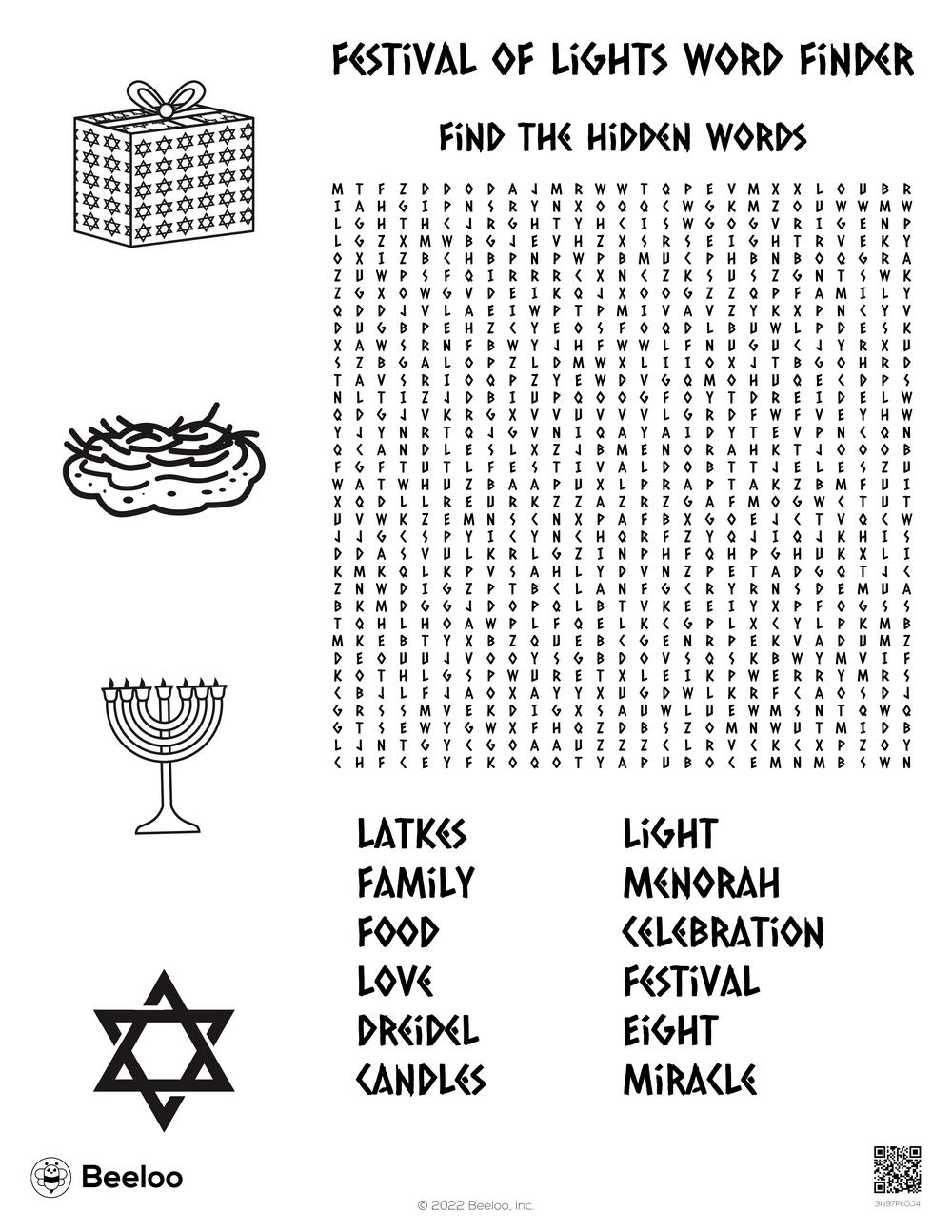 Hanukkah themed Word Searches Beeloo Printable Crafts And 