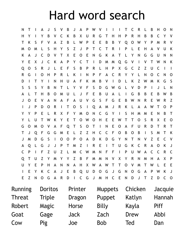 Hard Word Searches Printable For Adults